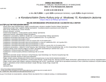 WALNE ZGROMADZENIE SPRAWOZDAWCZE CZŁONKÓW KOŁA nr 12 PZW, 24.11.2024 "Hugonówka"