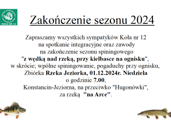 Zakończenie sezonu spiningowego, ognisko, 01.12.2024, Konstancin-Jeziorna. Hugonówka "Arka"