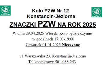 Dystrybucja znaczków PZW na rok 2025